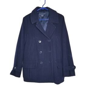 Ralph Lauren Wool Pea Coat Womens Medium Double Breasted Navy Blue Nautical
